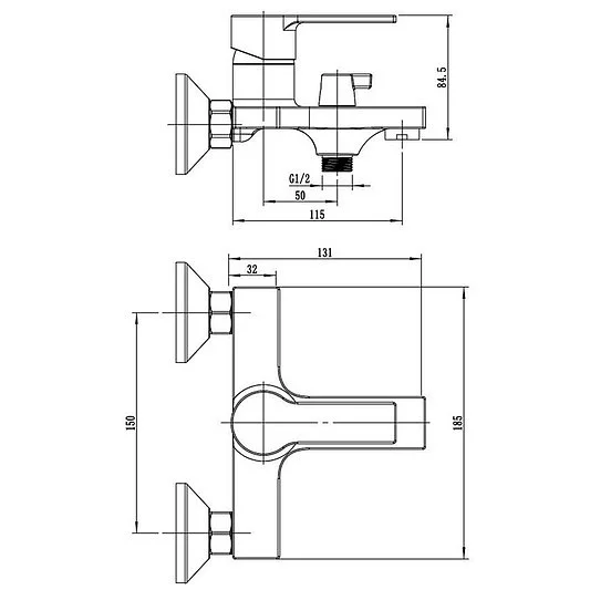 Смеситель для ванны, хром VODA Raft RF54acs