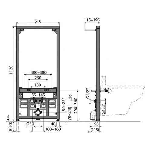 Инсталляция для биде Alcaplast A105/1120