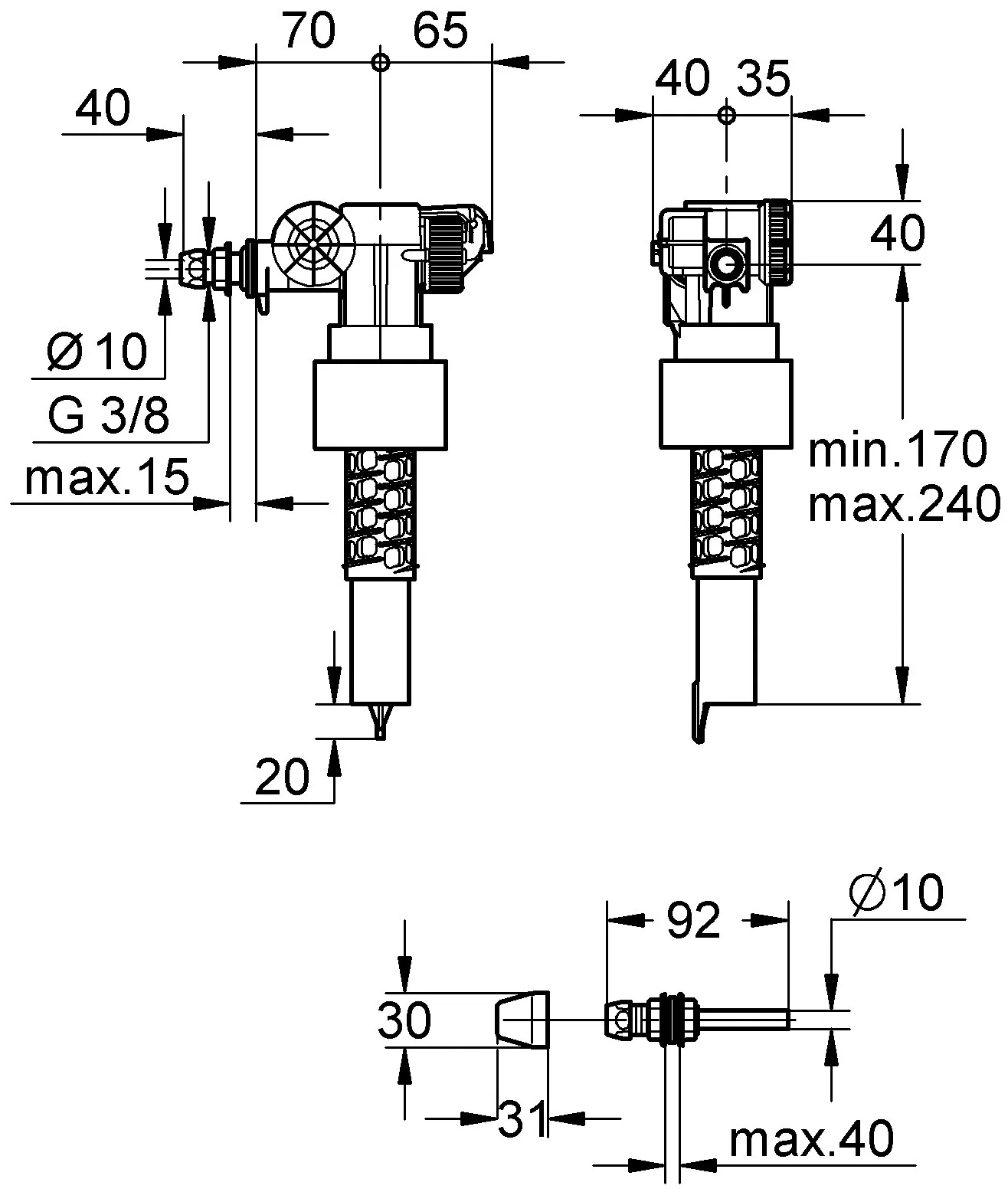 Впускной механизм для керамического бачка с компенсатором смещения Grohe 37092000