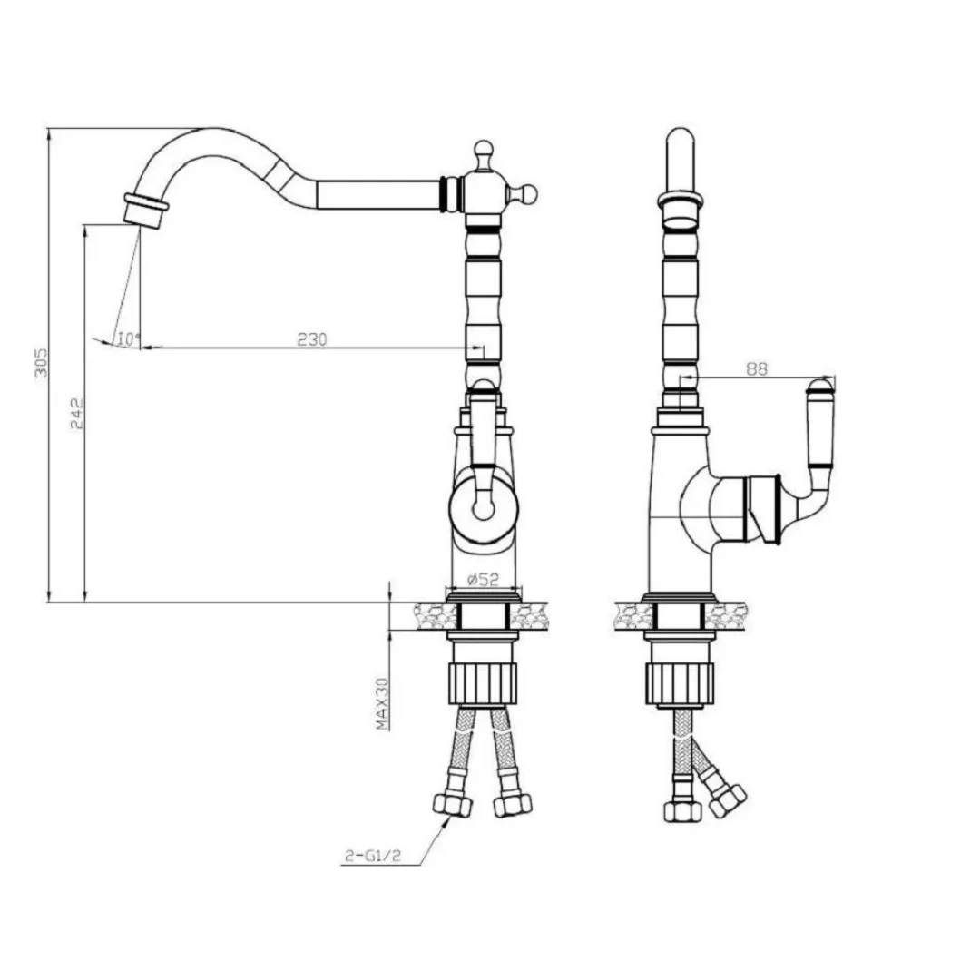 Смеситель для кухни, бронза ESKO Prague PG519
