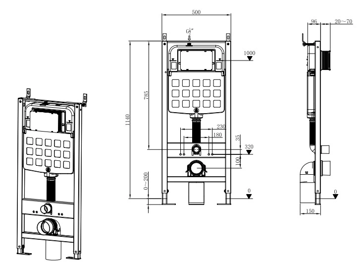 Инсталляция для подвесного унитаза, хром Nuca N5112P2701CH