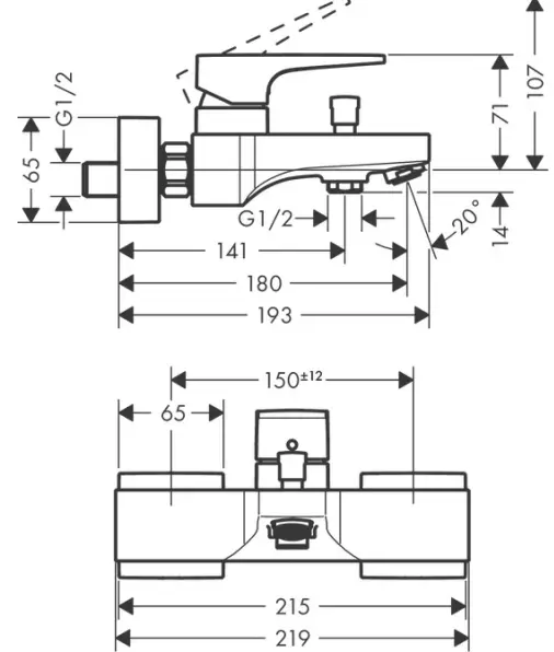 Смеситель для ванны, бронза Hansgrohe Metropol 32540140