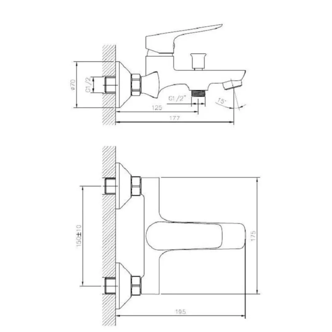 Смеситель для ванны, хром ESKO Delhi DL 54
