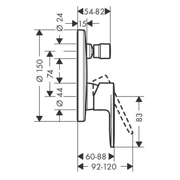 Смеситель для ванны, хром Hansgrohe Vernis Blend 71466000