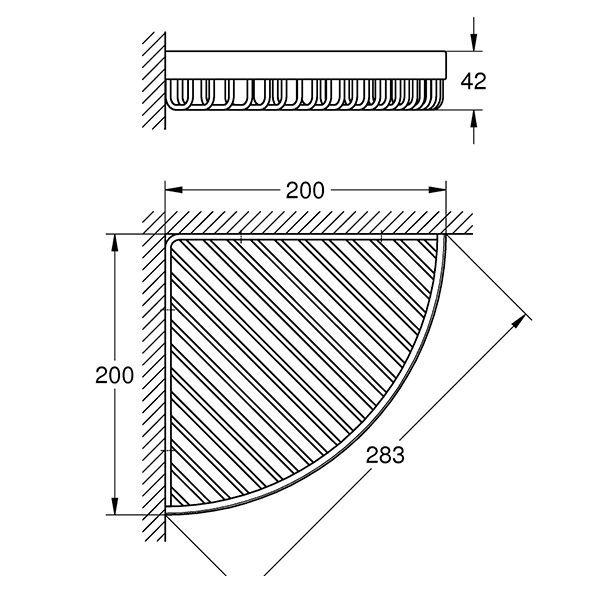 Полочка-решетка угловая, хром Grohe Selection Cube 40809000