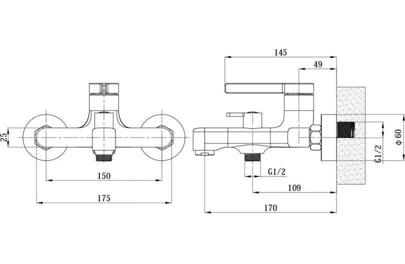 Смеситель для ванны, золото ESKO Canberra CR54Gold