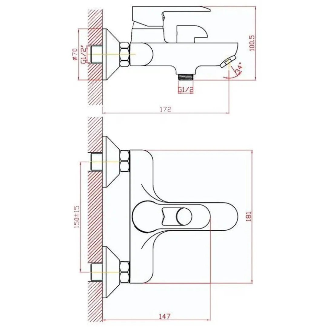 Смеситель для ванны, хром VODA Future FT54