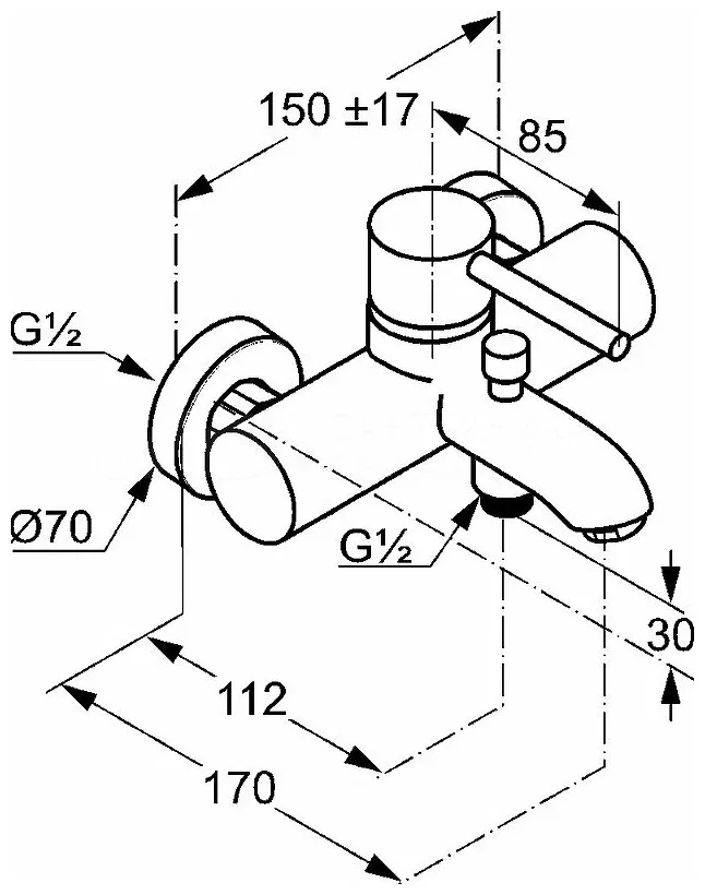 Смеситель для ванны, хром Kludi Bozz 386910576