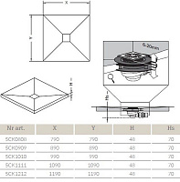 Душевая плита 890x890 с компактным трапом Radaway 5CK0909