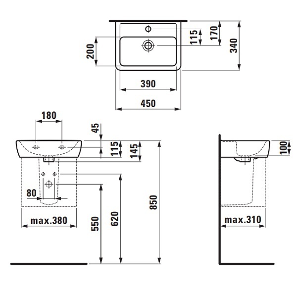 8119510001041 PRO Мини раковина 45*34см
