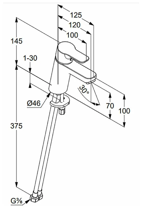 Смеситель для раковины, хром Kludi Pure and Easy 370280565