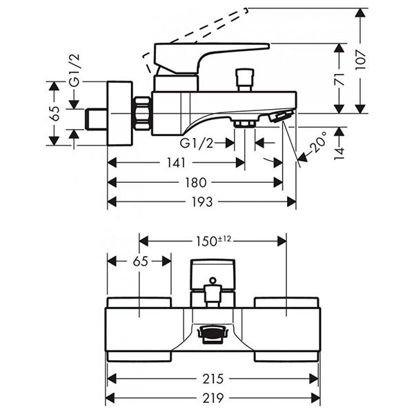 Смеситель для ванны, хром Hansgrohe Metropol 32540000
