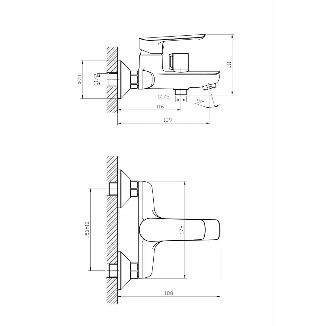 Смеситель для ванны, черный ESKO Lagos Black LG54B