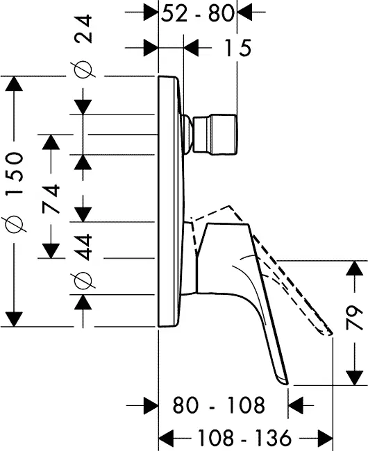 Смеситель для ванны, встраиваемый, хром Hansgrohe Focus 31945000