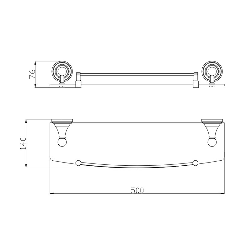 MKA0900/50 MORAVA Полочка стеклянная 500мм (хром)
