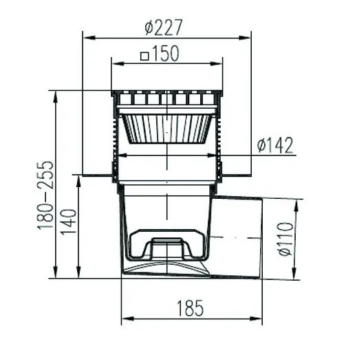Трап канализационный, боковой слив MCH 424XLi