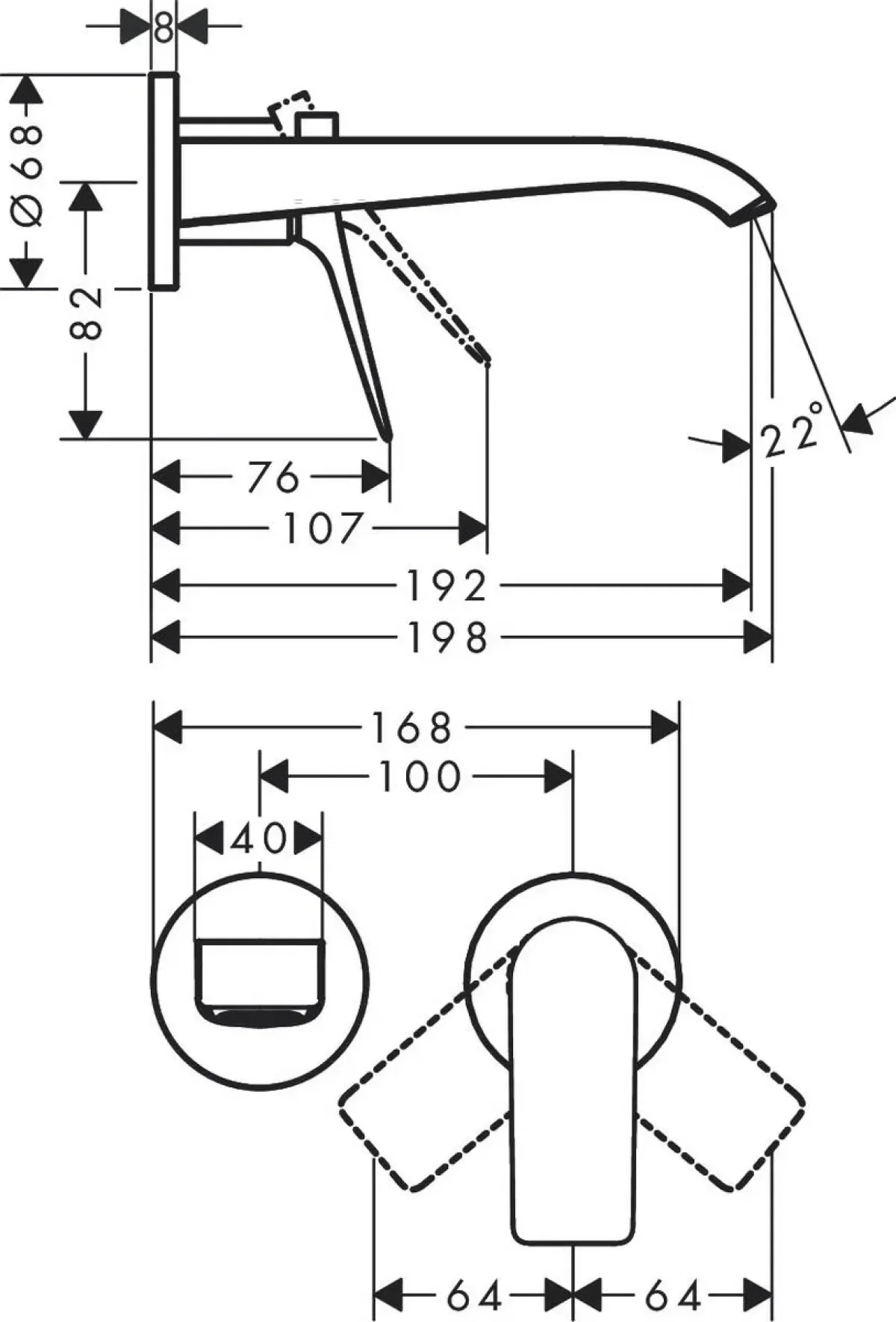 Смеситель для раковины, встраиваемый, бронза Hansgrohe Vivenis 75050140
