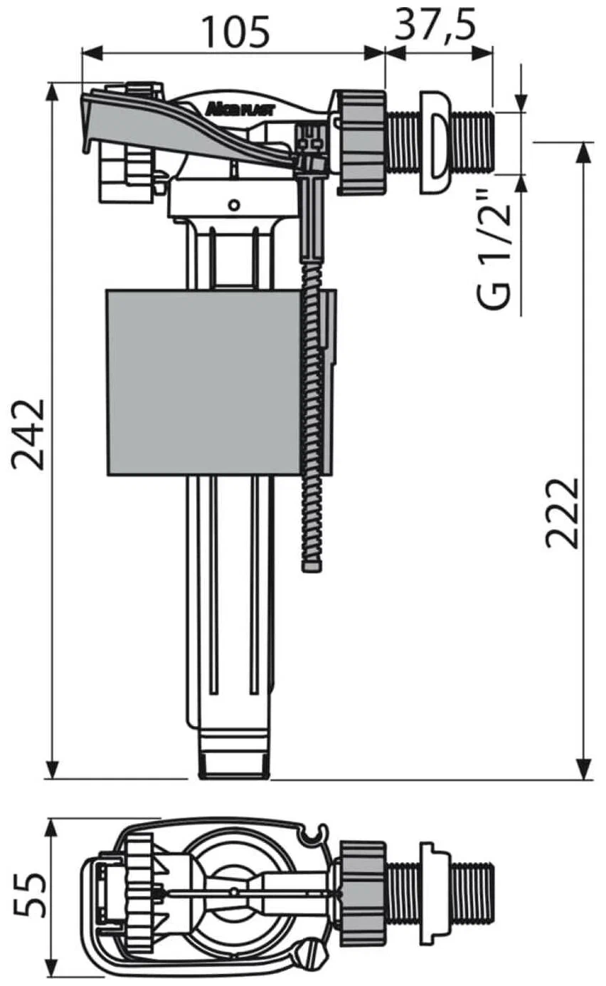 Впускной механизм для керамического бачка, боковая подводка Alcaplast A150-1/2