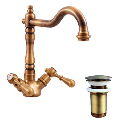 Смеситель для кухни с донным клапаном, бронза Rav Slezak Morava MK421.5/8SM