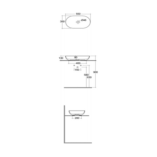 Раковина накладная 55, овальная, белая Rak Ceramics Feeling FEECT5500AWHA