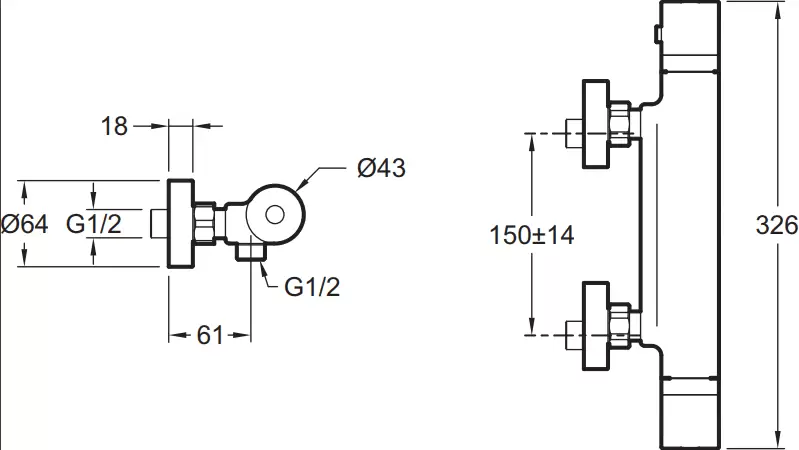 E29846-CP EDGAR смеситель для душа с термостатом
