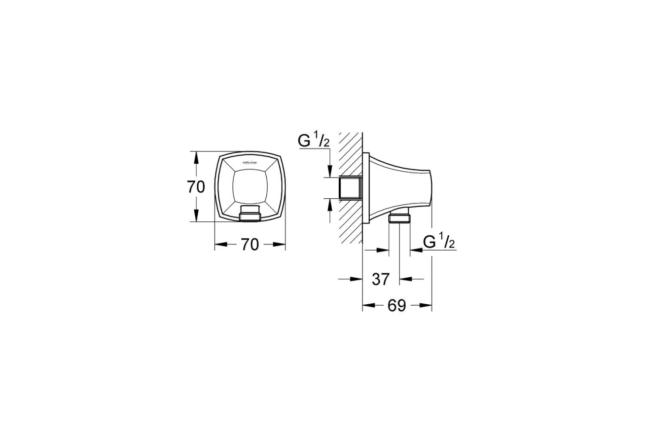 Подключение для душевого шланга, хром-золото Grohe Grandera 27970IG0
