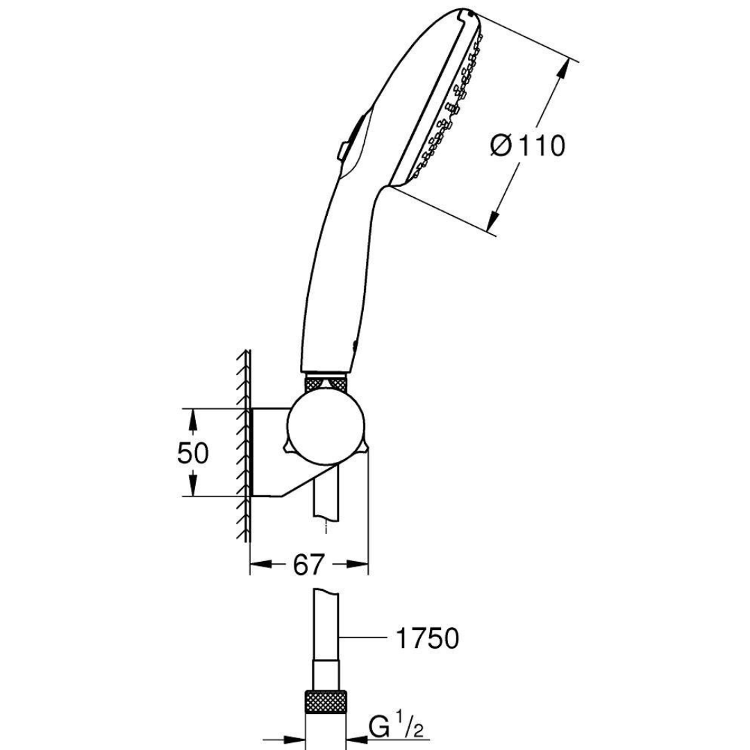Ручной душ, 2 вида струи, хром Grohe Tempesta 110 27601003