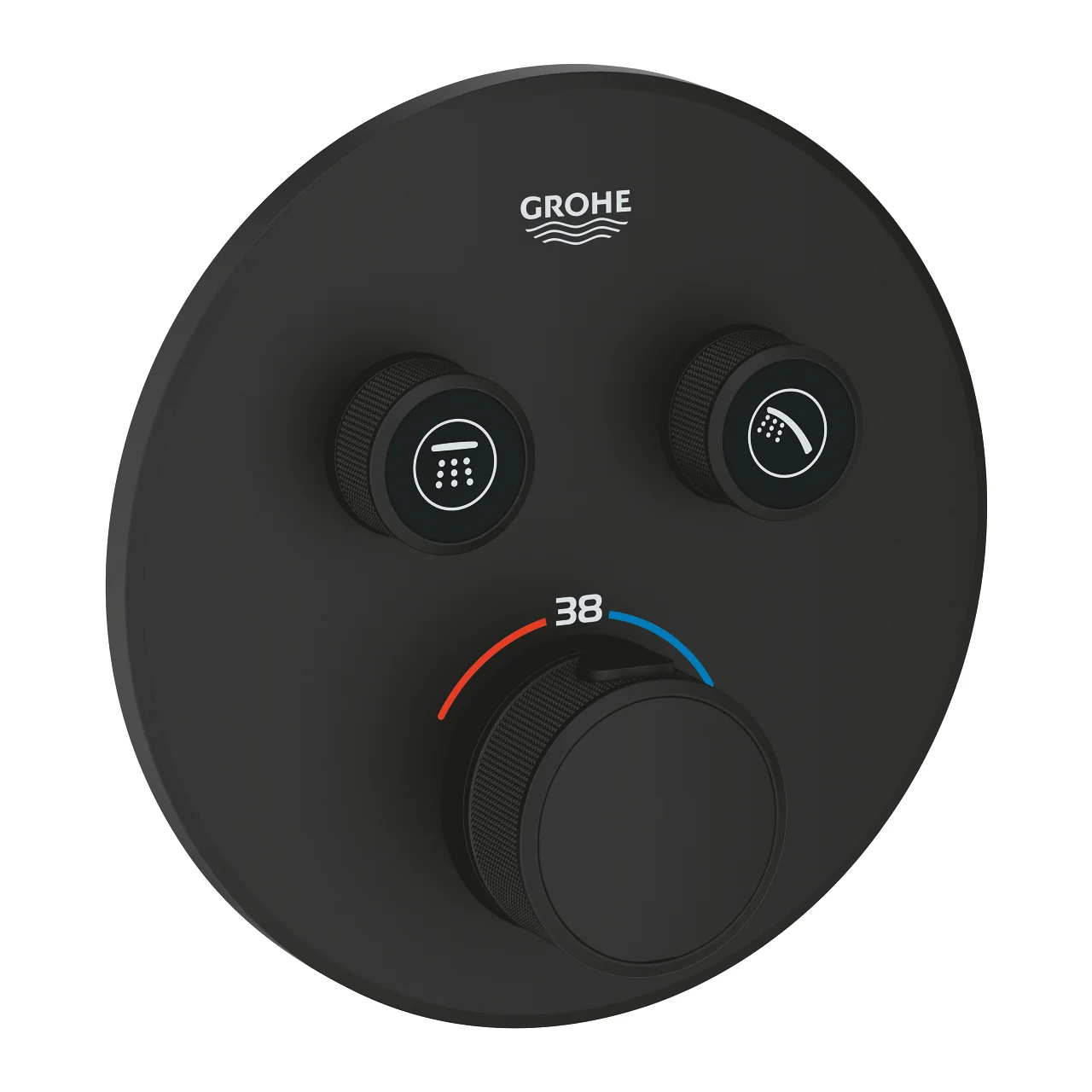 Термостат для душа, встраиваемый, на 2 выхода, черный матовый Grohe Grohtherm 29507KF0