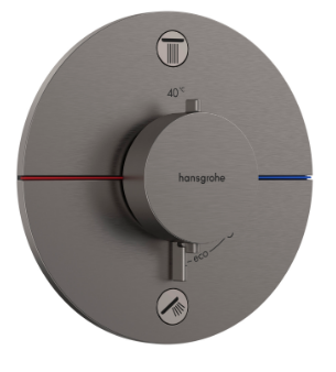 Термостат для душа, встраиваемый, на 2 потребителя, шлиф.черный хром Hansgrohe ShowerSelect 15554340