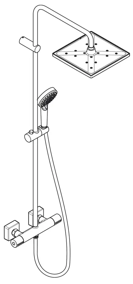 Душевая система с термостатом для душа, черный Hansgrohe Vernis Shape 240 Showerpipe 26427670