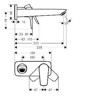 Смеситель для раковины, настенный, хром Hansgrohe Talis E 71734000