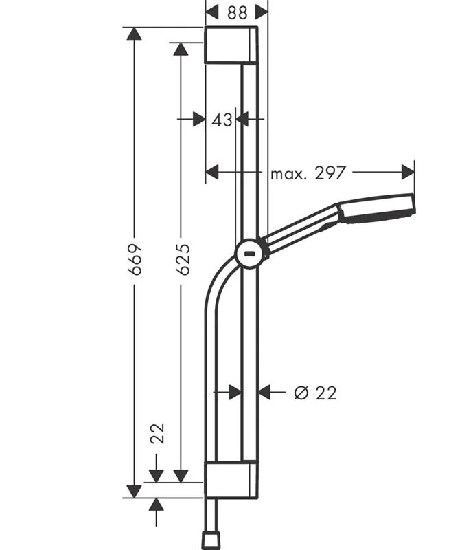 Душевой гарнитур 65, черный Hansgrohe Pulsify Select 24160670