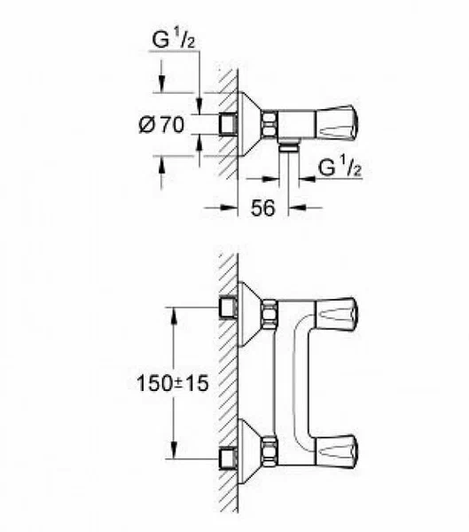 26011000 Avina Смеситель для душа, DN 15 настенный монтаж, хром