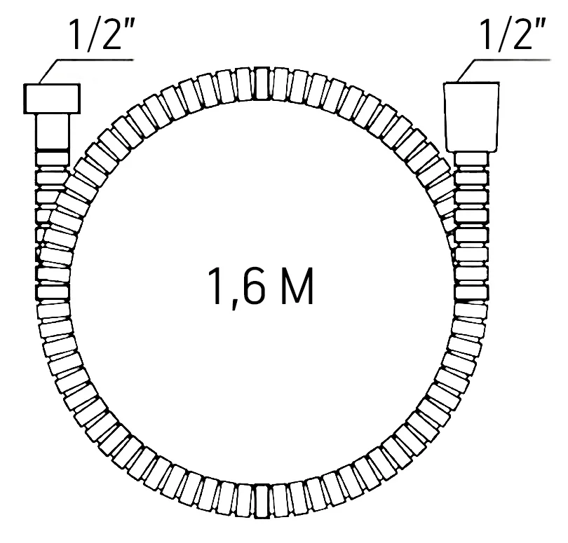 Душевой шланг 1600, армированный, хром ESKO ASH16