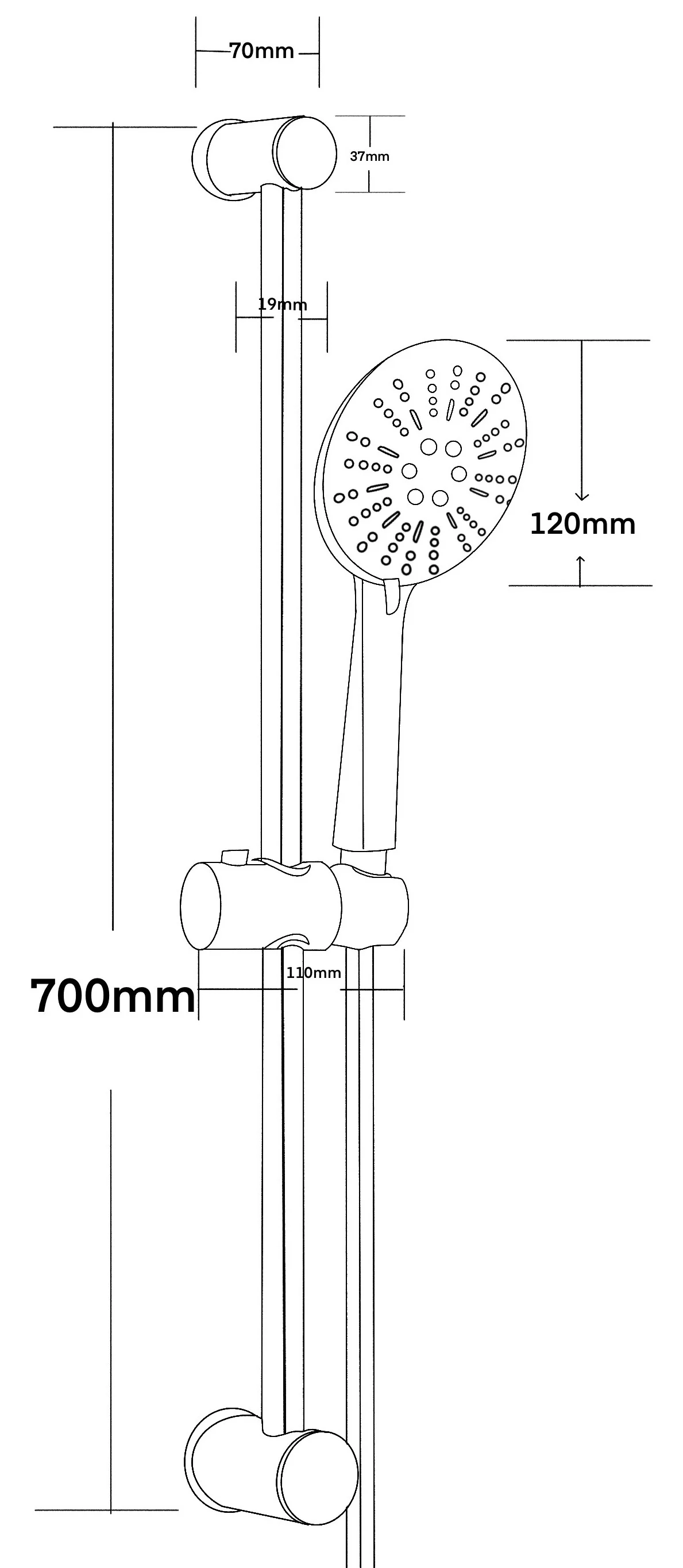 Душевой гарнитур, черный VODA VSS15Black