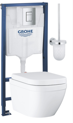 Инсталляция с унитазом GROHE Euro Ceramic с туалетным ершиком (35-57-8) 39554000/38772001/40374001