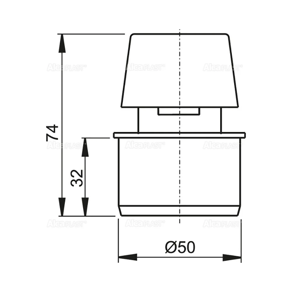 Вентиляционный клапан d50 Alcaplast Design APH50