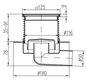 Трап точечный для пола, боковой слив MCH F1425NL