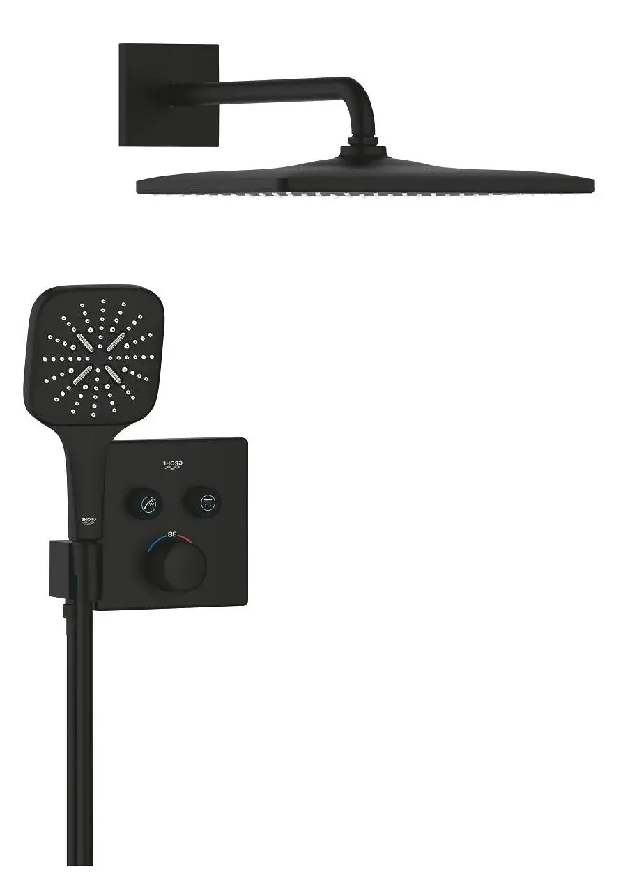 Душевая система встраиваемая, черный Grohe Grohtherm SmartControl CUBE 310 34865KF0