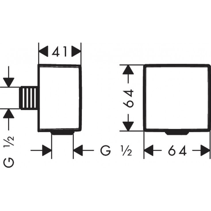 Шланговое подсоединение hansgrohe Square с клапаном обратного тока, матовый черный FixFit 26455670