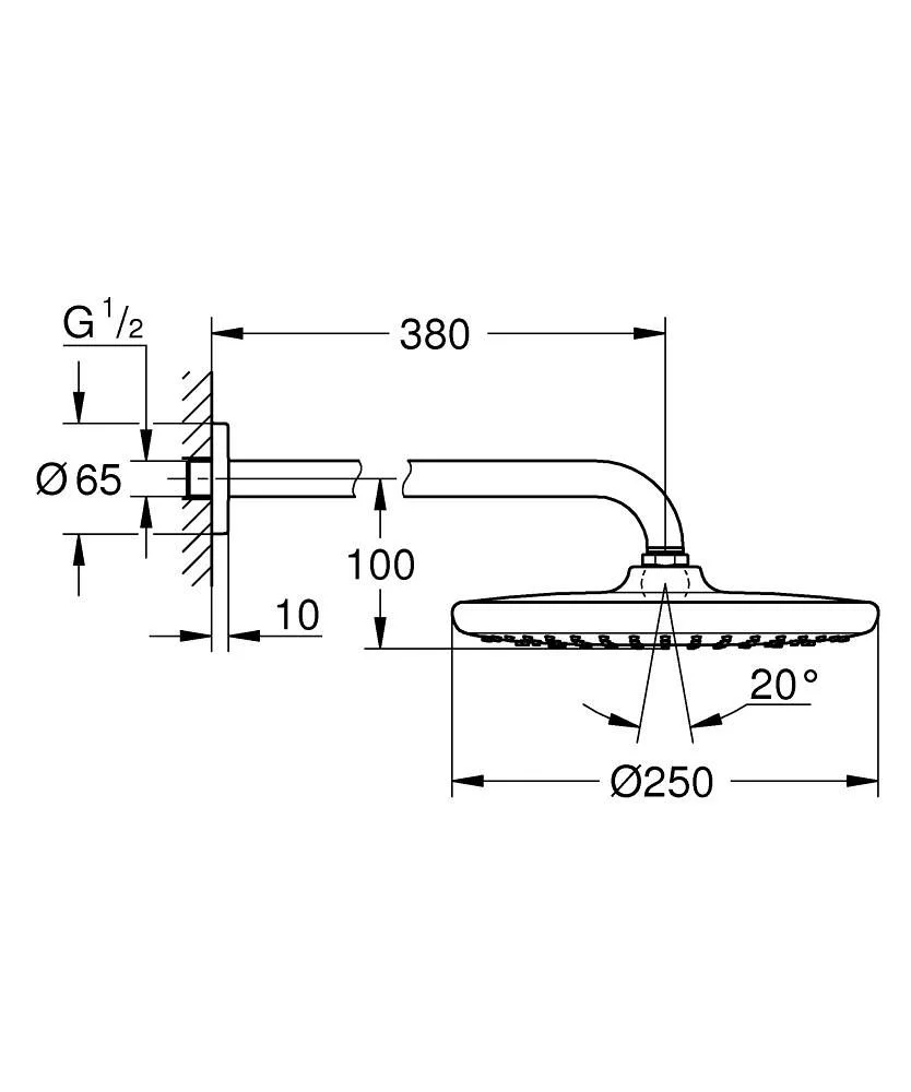 Верхний душ, круглый, черный Grohe Tempesta 250 266682430