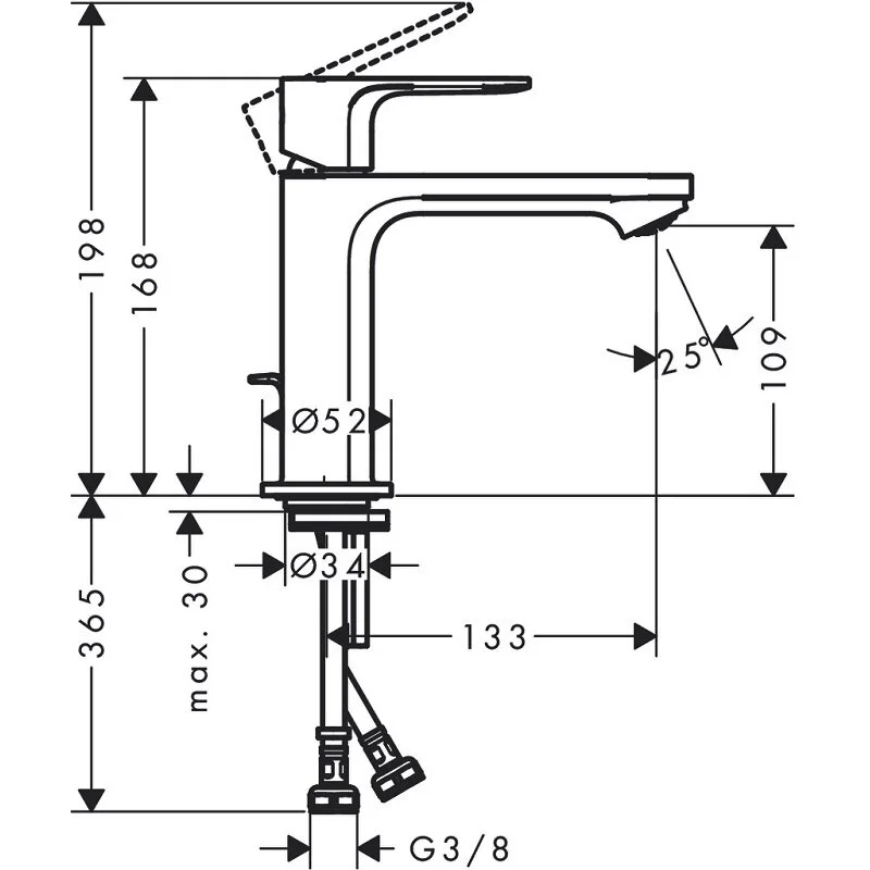 Смеситель для раковины 110, с донным клапаном, черный Hansgrohe Rebris E 72557670