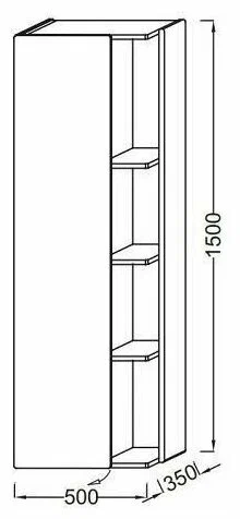 Шкаф-пенал 50, подвесной, шарниры слева, белый глянец Jacob Delafon Terrace EB1179G-G1C