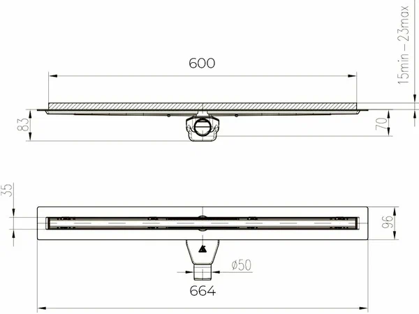 Трап линейный для пола, поворотный сифон MCH CH600SL