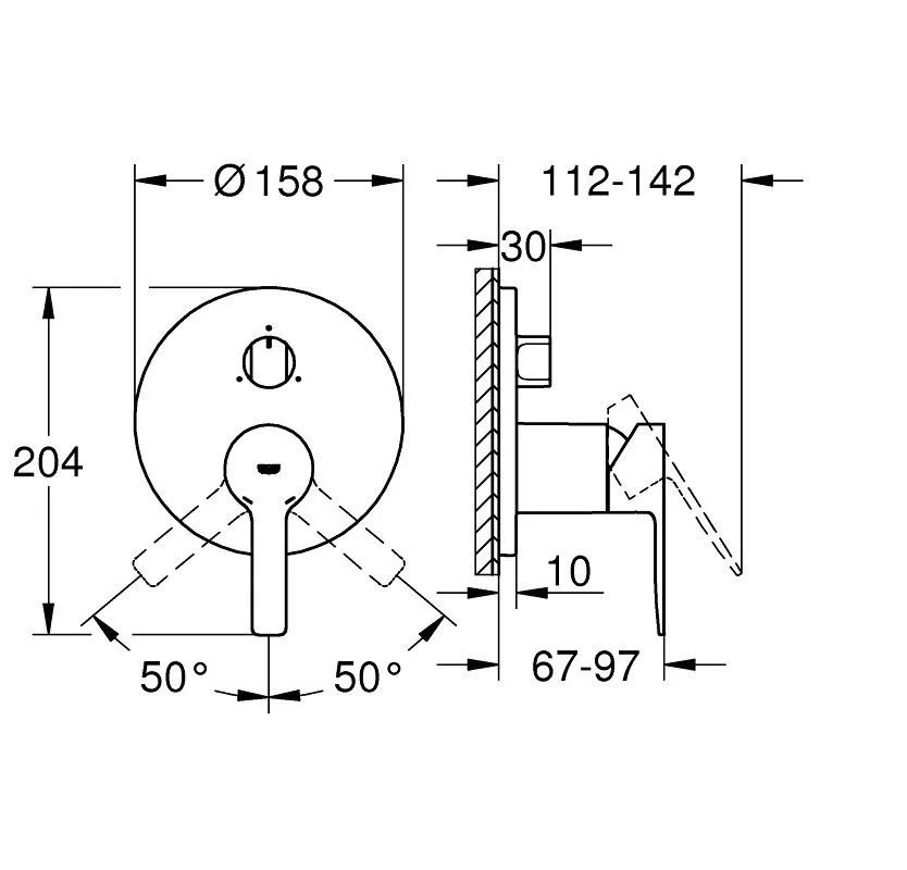 Смеситель для ванны, внешняя часть, встраиваемый, хром Grohe Lineare 24095001