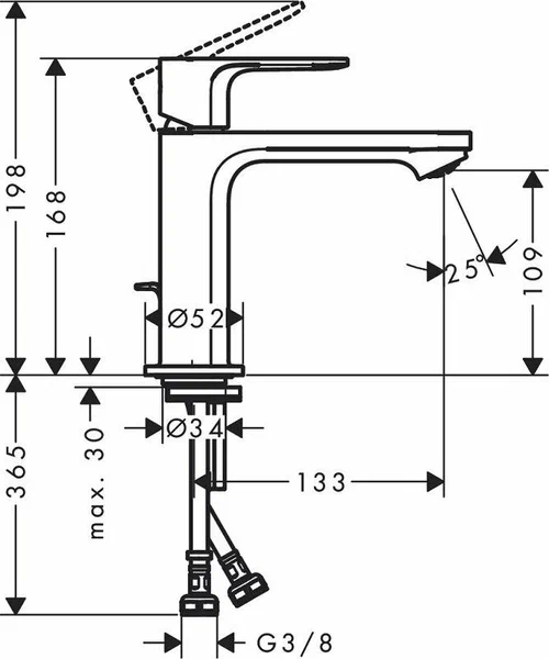 Смеситель для раковины 110, с донным клапаном, черный Hansgrohe Rebris S CoolStart 72519670 | Сантехника в Алматы Смеситель для раковины 110, с донным клапаном, черный Hansgrohe Rebris S CoolStart 72519670