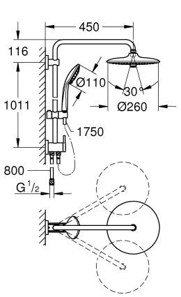 Душевая система с переключателем, без смесителя, хром Grohe Euphoria System 260 27421002