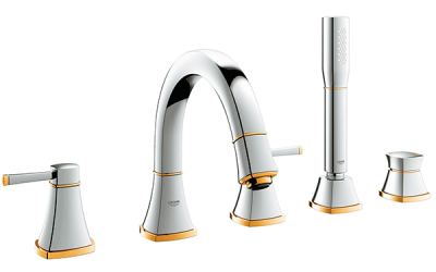 Комплект на бортик ванны на 5 отверстий, хром/золото Grohe Grandera 19919IG0 