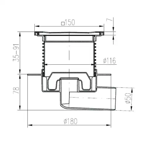 Трап точечный для пола, боковой слив MCH 445XL