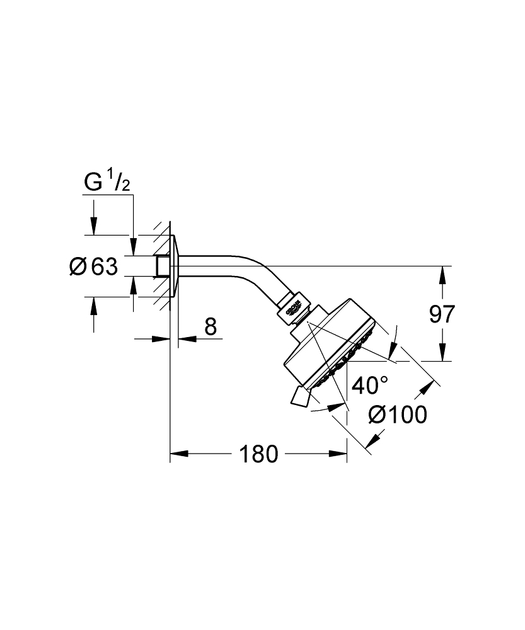 Верхний душ 100, хром Grohe Tempesta Cosmopolitan 26090001